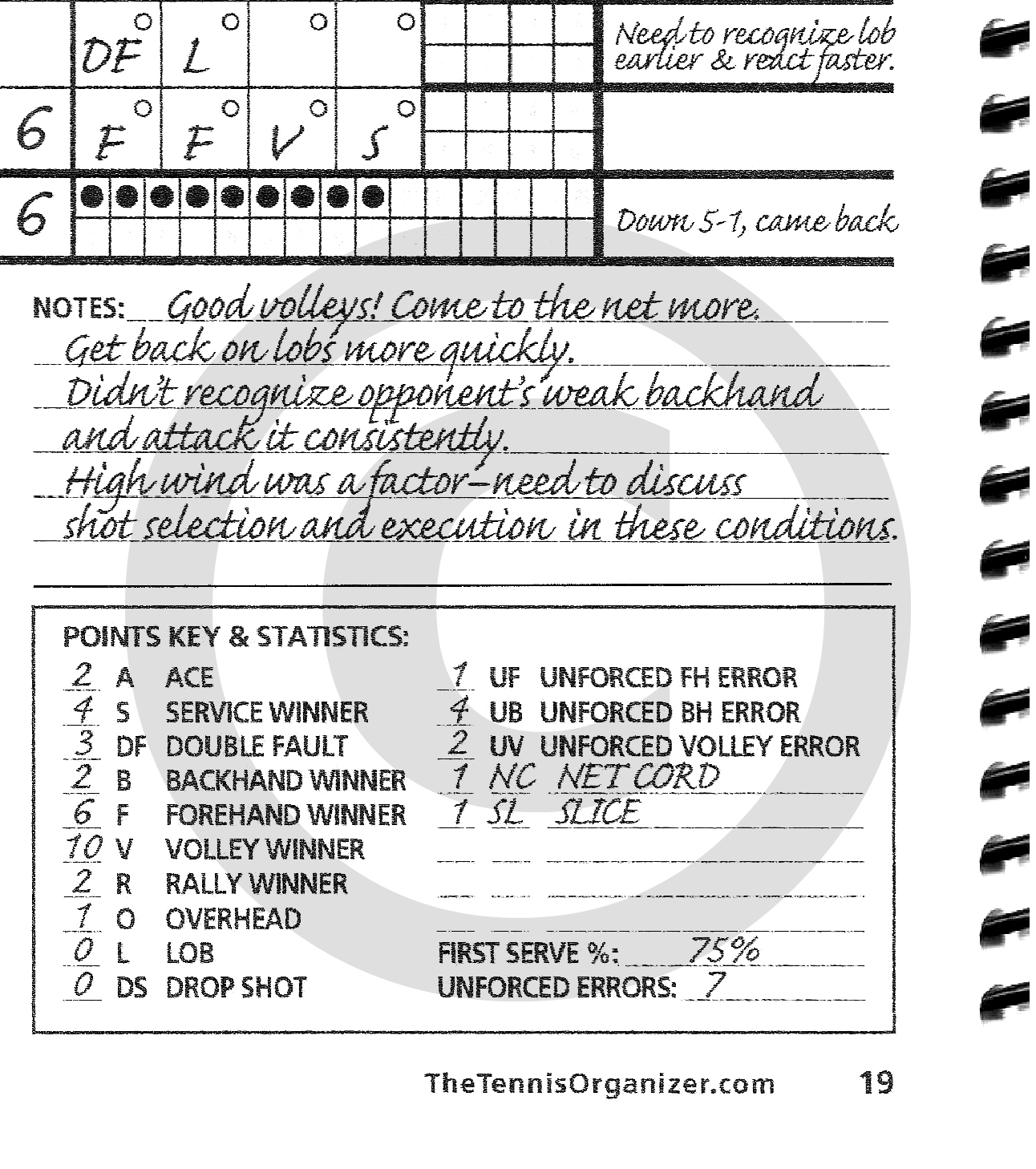 The Tennis Organizer Best Tennis Score Book & Score Sheet Charting!